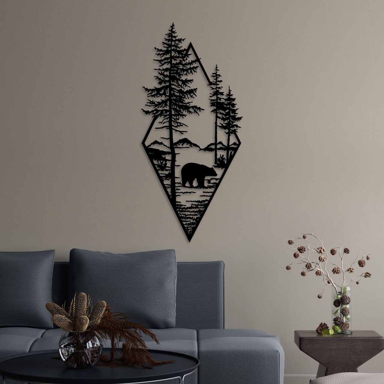 Decoratiune de perete, Bear, Metal, (Grosime: 1,5 mm), Negru — imaginea 3