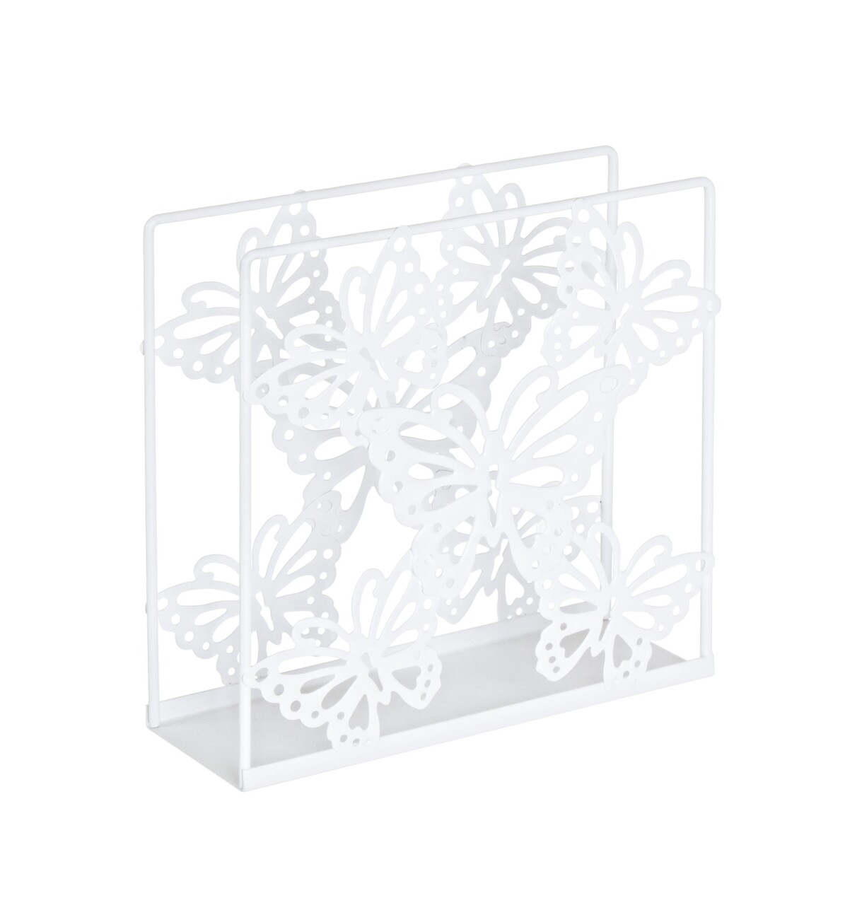 Suport pentru servetele, Butterfly White, Bizzotto, 14x5x14 cm, metal