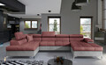 Coltar extensibil stanga 5 locuri ELTAP, Edr-12, Eduardo, 337x205x88 cm, lemn/poliester, roz inchis/gri