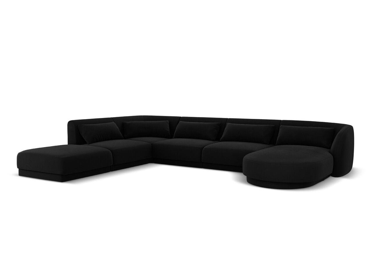 Coltar panoramic stanga 6 locuri, Tulum, Cosmopolitan Design, 330x255x70 cm, catifea, negru - 1 | YEO