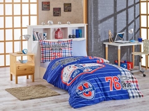 Lenjerie de pat pentru o persoana, 3 piese, 100% bumbac poplin, Hobby, Collage, multicolora