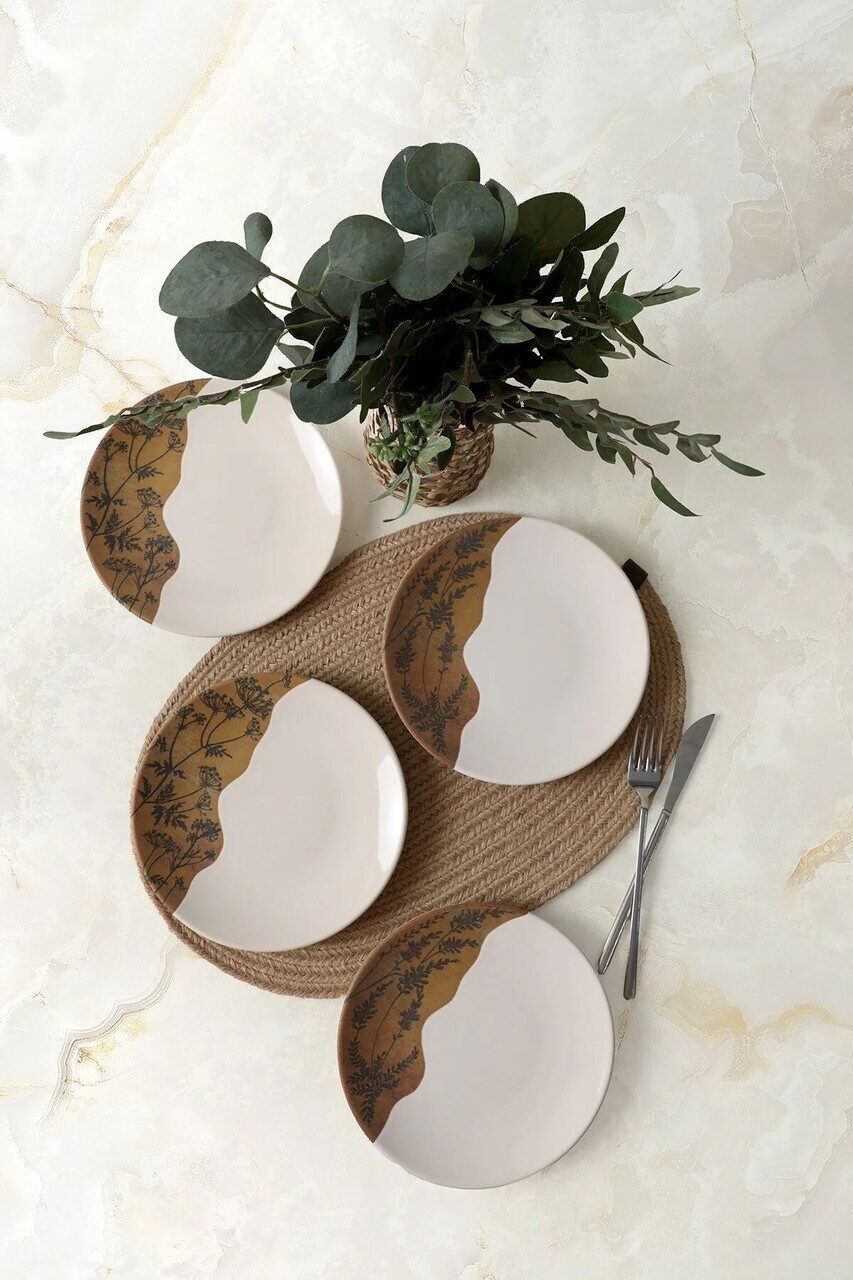 Set farfurii pentru desert, Hermia, 275KRM2011, Ceramica, Maro/Alb - view 4