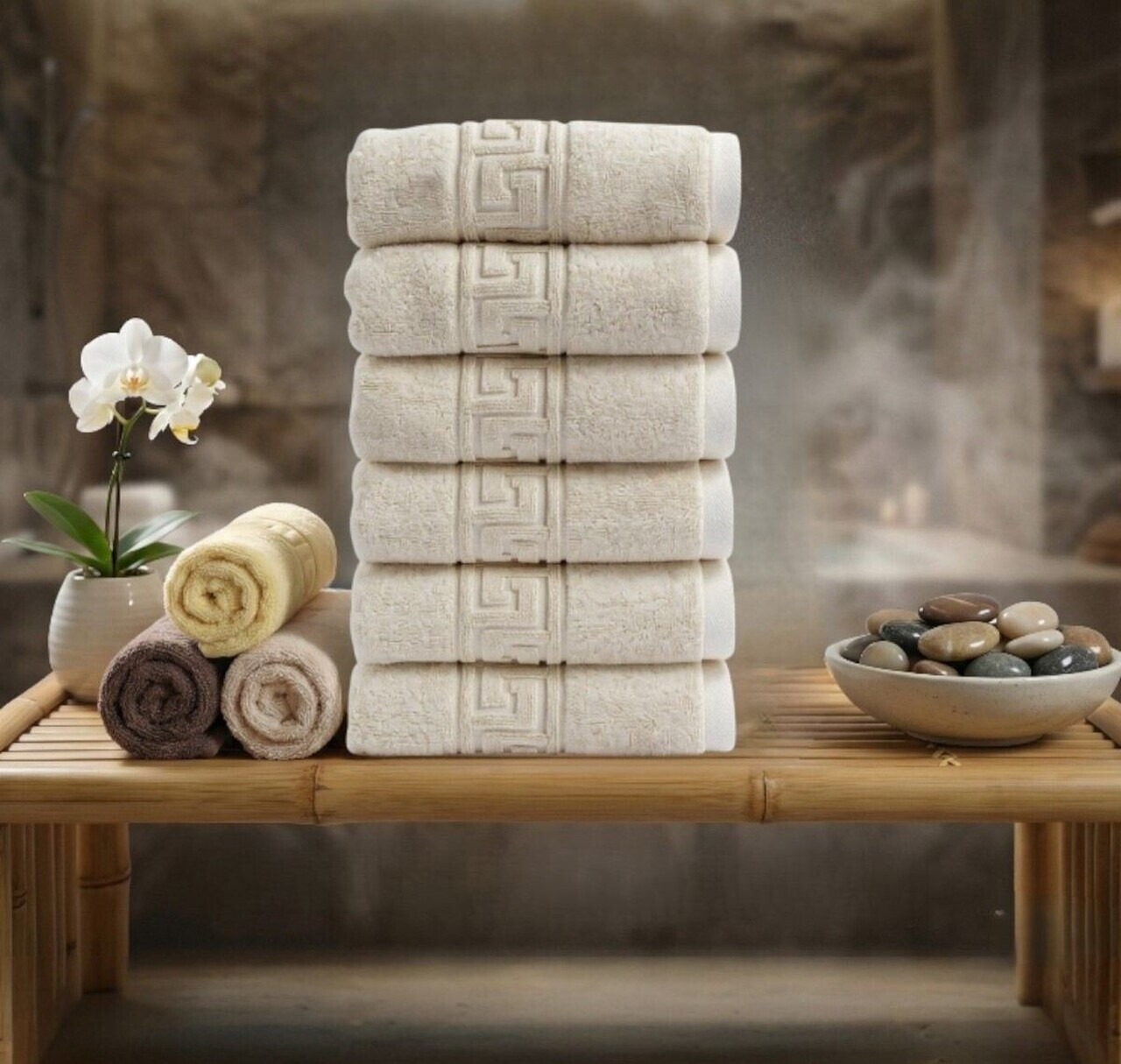 Set prosoape L'essentiel Maison Greek Bumbac Crem