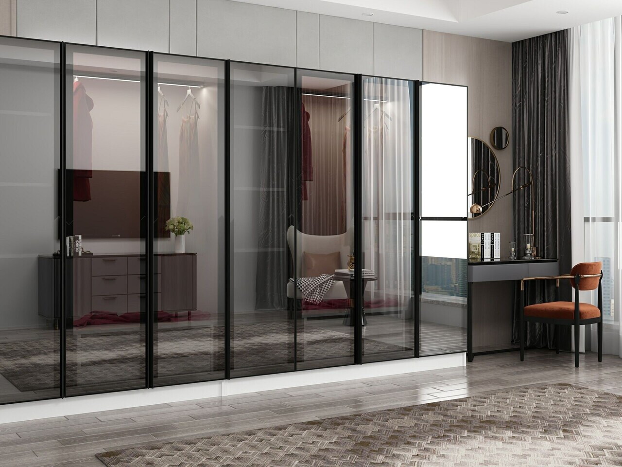Dulap pentru haine, Hanah Home, Nisa, 315x210x52 cm, Alb — imaginea 2