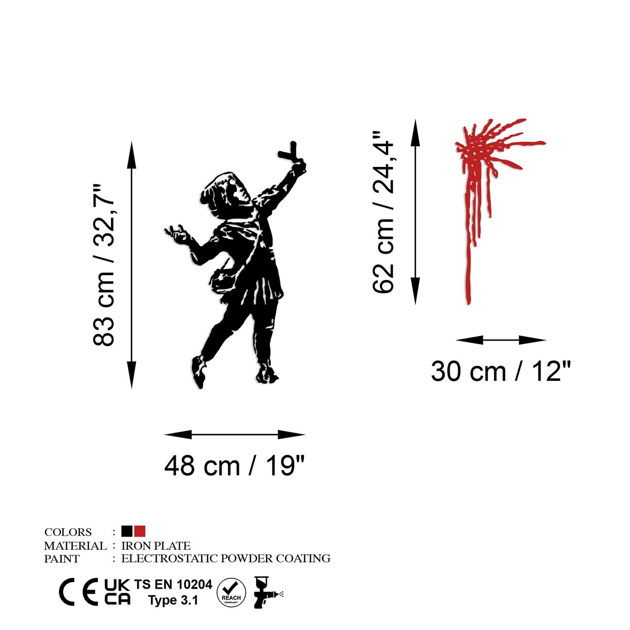Decoratiune de perete, Banksy Metal 09, Metal, (Grosime: 1,5 mm), Negru — imaginea 7