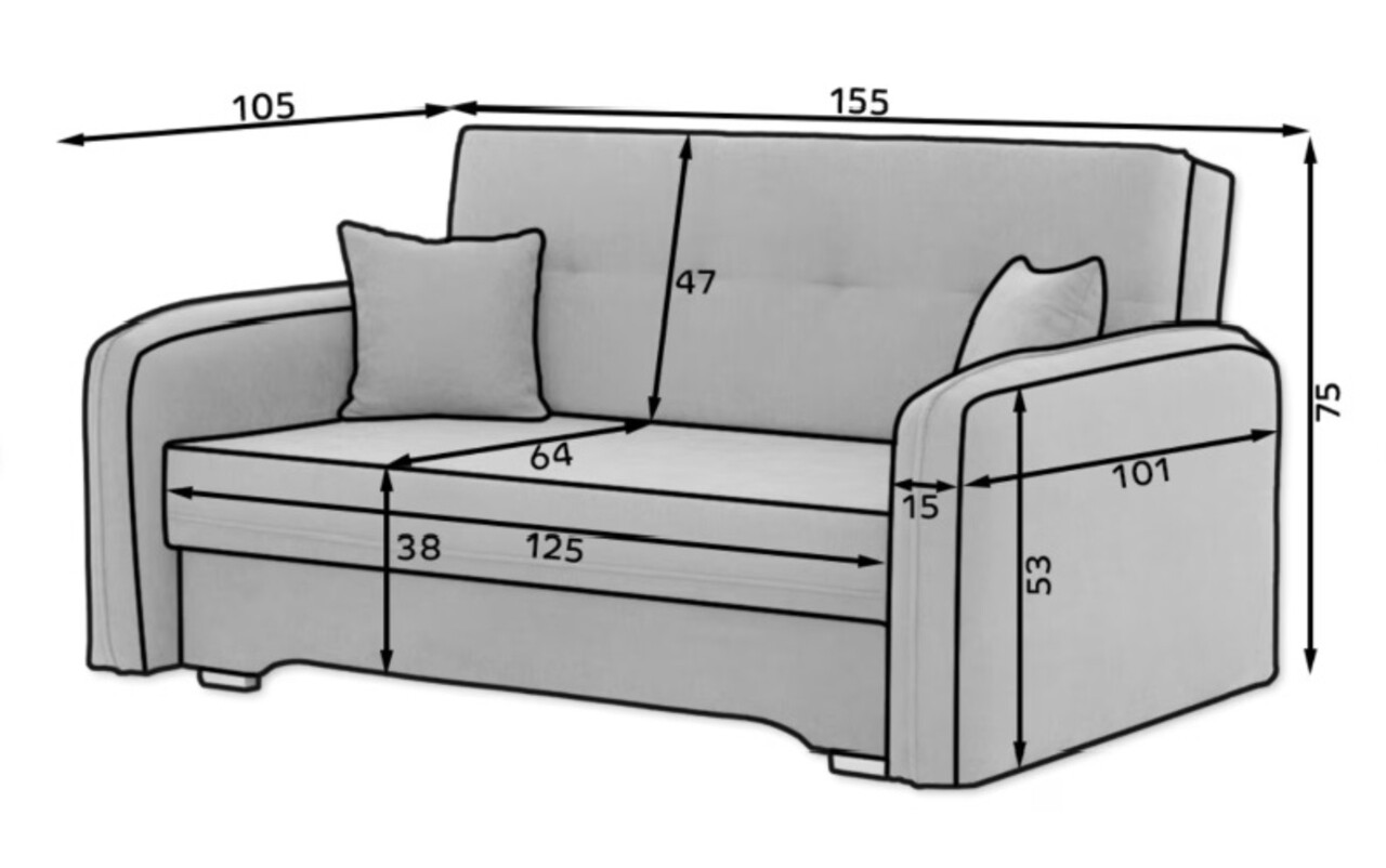 Canapea extensibila 3 locuri, ELTAP, Laine, 155x105x75 cm, lemn/poliester, bej