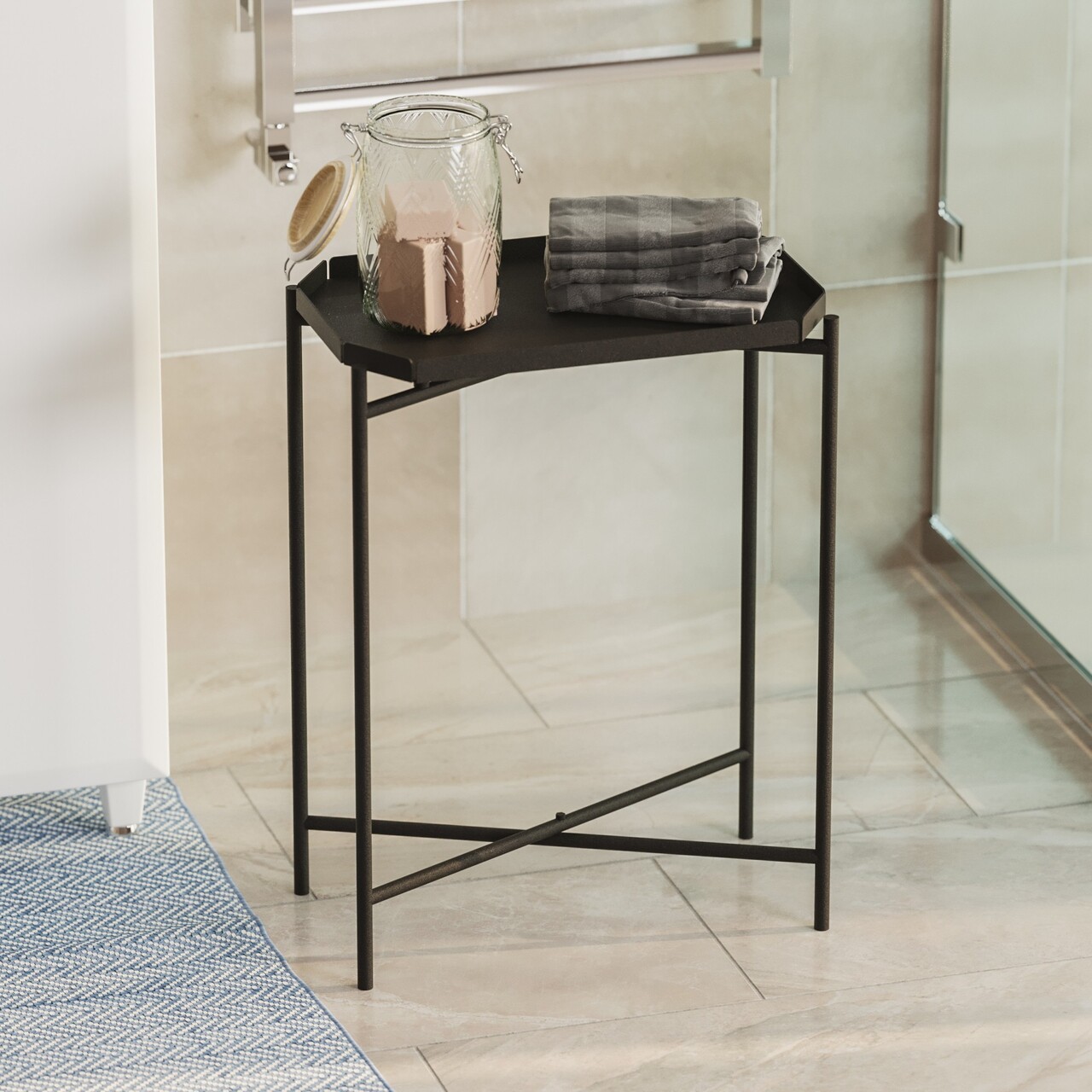 Masuta de cafea, Cerritos, Shb-009, 26x56x40 cm, Metal, Negru - 1 | YEO