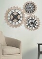 Ceas de perete Gears, Mauro Ferretti, 93x74 cm, fier, alb/auriu