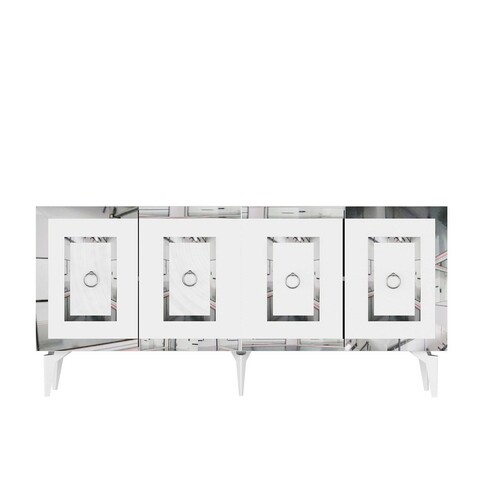 Consola, Olivia, Karya, 150x40x79 cm, PAL , Alb / Argintiu