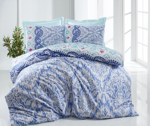Lenjerie de pat dubla, 3 piese, The Club Cotton, Lenny, bumbac ranforce, 145 TC, multicolor