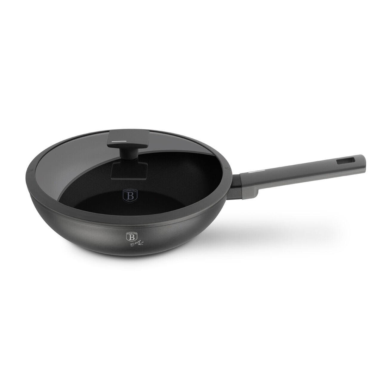 Tigaie Wok cu capac Berlinger Haus, Anthracite, 28 cm, 3.2 L, aluminiu forjat, antracit mat - imagine 4