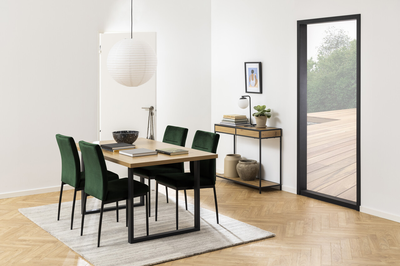 Scaun Demi, Actona, 45x55x90.5 cm, catifea/otel, verde inchis - view 7