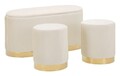 Set bancheta si 2 taburete Shopy, Mauro Ferretti, 80x37x42 cm, 29x35 cm, fier/MDf/poliester, crem/auriu