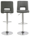 Scaun de bar Sylvia, Actona, 41.5x52x115 cm, rotativ, piele ecologica/otel, gri