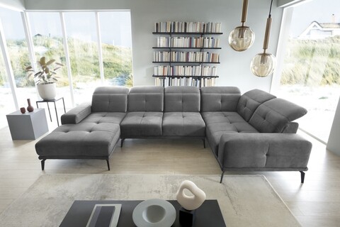 Coltar dreapta 6 locuri ELTAP, RT-03NU, Neviro, 350x201x77 cm, lemn/poliester, gri
