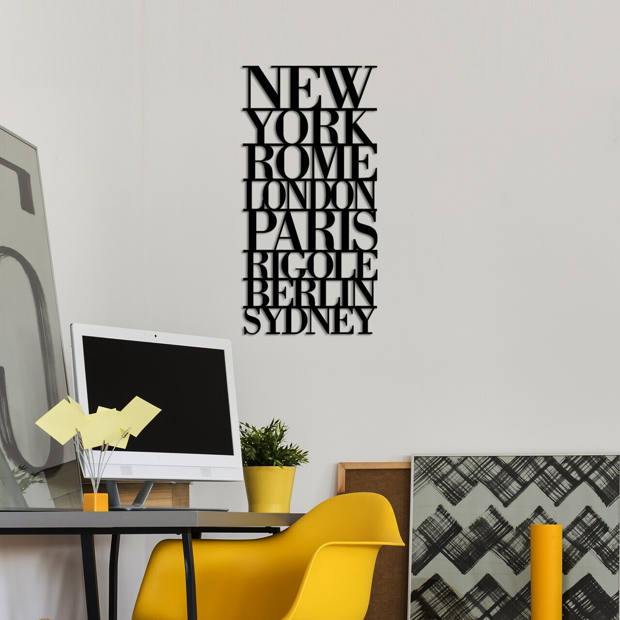 Decoratiune de perete, Capitals, 70 x 35 cm, Negru — imaginea 3