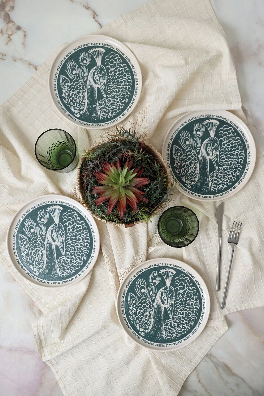 Set farfurii pentru desert, Hermia, 275KRM2016, Ceramica, Crem / Albastru marin - view 2