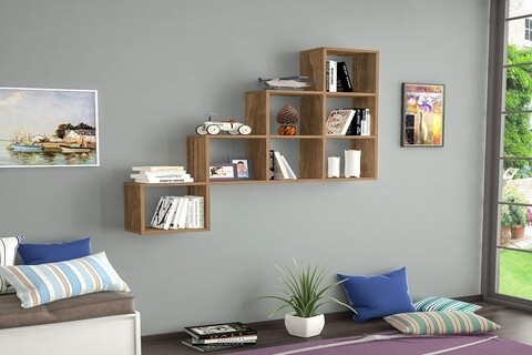 Raft pentru perete scale raffline, 125x22x125 cm, maro