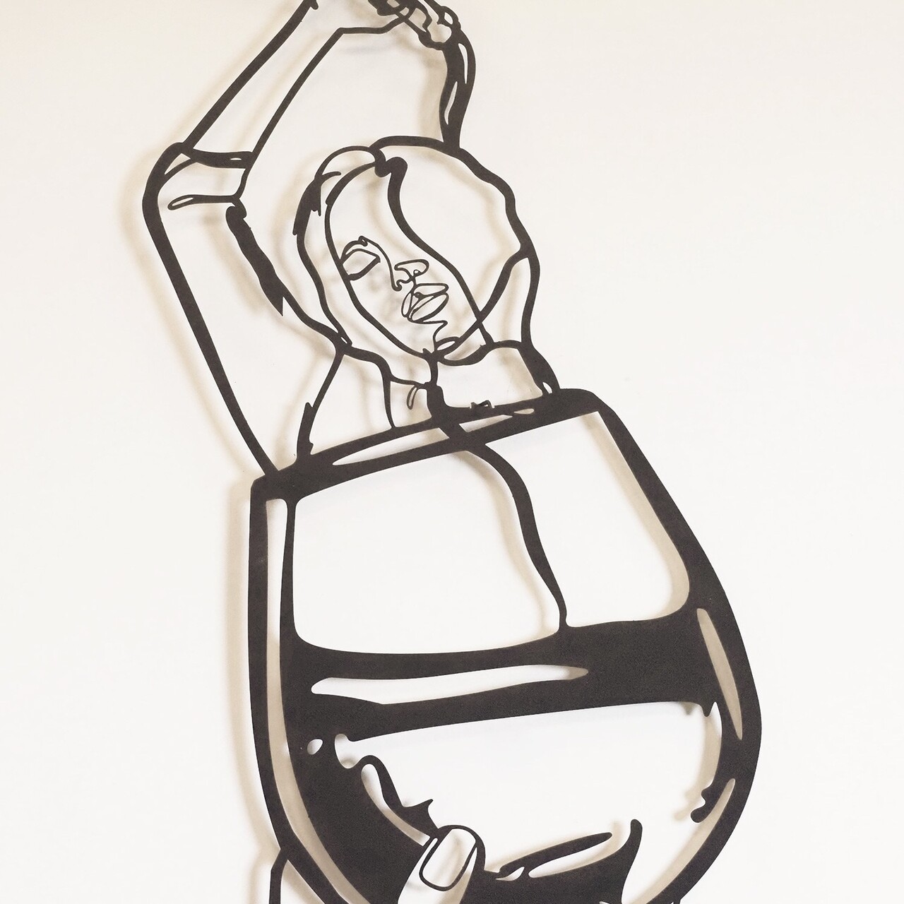 Decoratiune de perete, Glass of Wine Girl Line Art- APT749 M, Dimensiuni: 33 x 69 cm, Negru - view 4