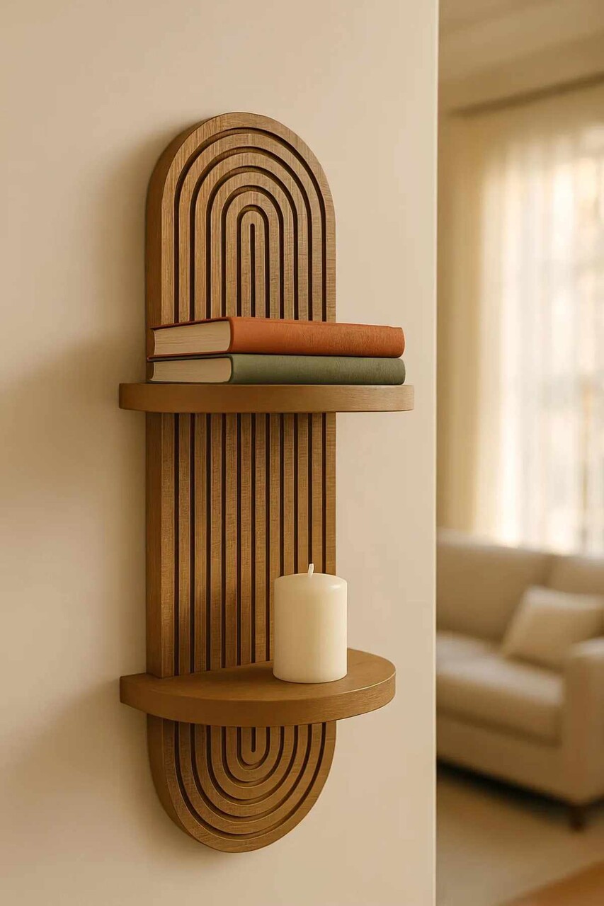 Raft de perete, Hanah Home, Artmtkwll2, 20x70x13 cm, Wenge