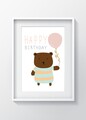 Tablou decorativ Tedyy, Oyo Kids, 29x24 cm, lemn/MDF, multicolor