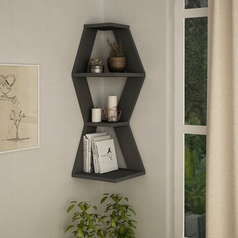Raft de perete, decortie, sablor corner, 30x86x30 cm, antracit