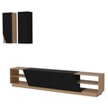 Comoda TV cu 2 rafturi, Decorotika, Zebra, pal melaminat, negru/stejar