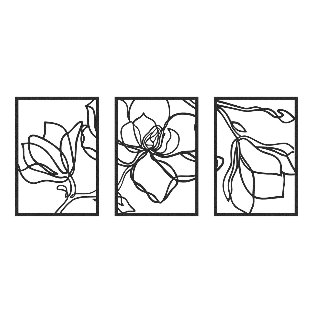 Set de accesorii decorative de perete din metal, RT-NMD-071, Dimensiune: 58,5 x 41 cm (3 bucăți), Negru — imaginea 2