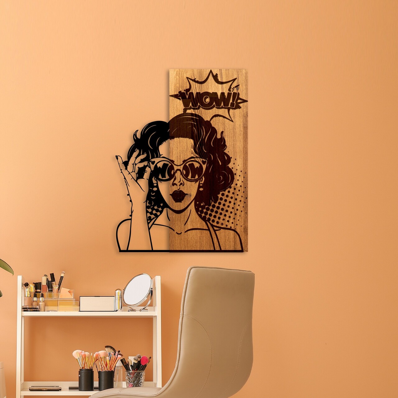 Decoratiune de perete, Wow, Lățime: 42 cm, Nuc / Negru - view 2