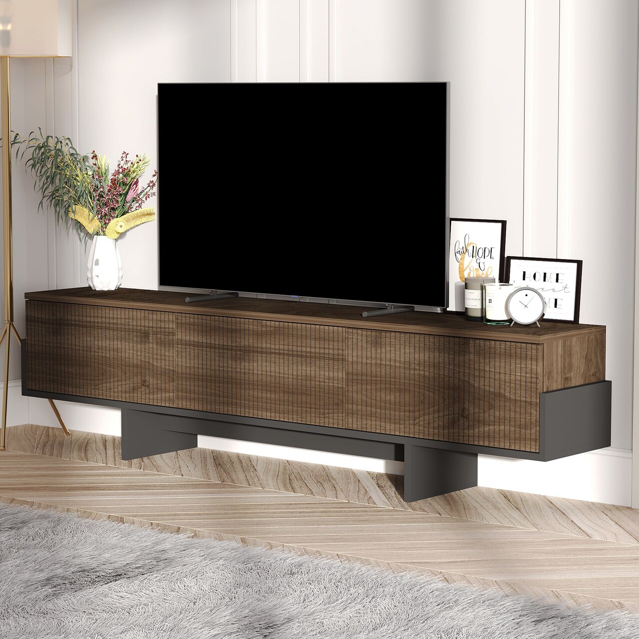 Comoda TV, Hanah Home, Hege, 180x44.6x30 cm, PAL, Nuc / Negru - view 3