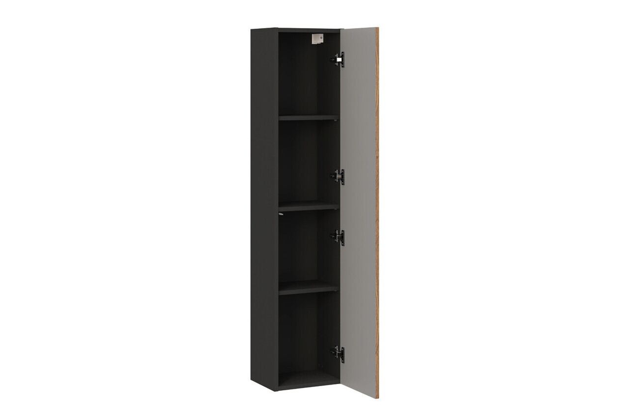 Set mobilier baie, masca cu lavoar, dulap inalt si oglinda LED, 80 cm Trust, Talia Casella Black, Comad, MDF/PAL laminat, stejar casella/negru mat — imaginea 4