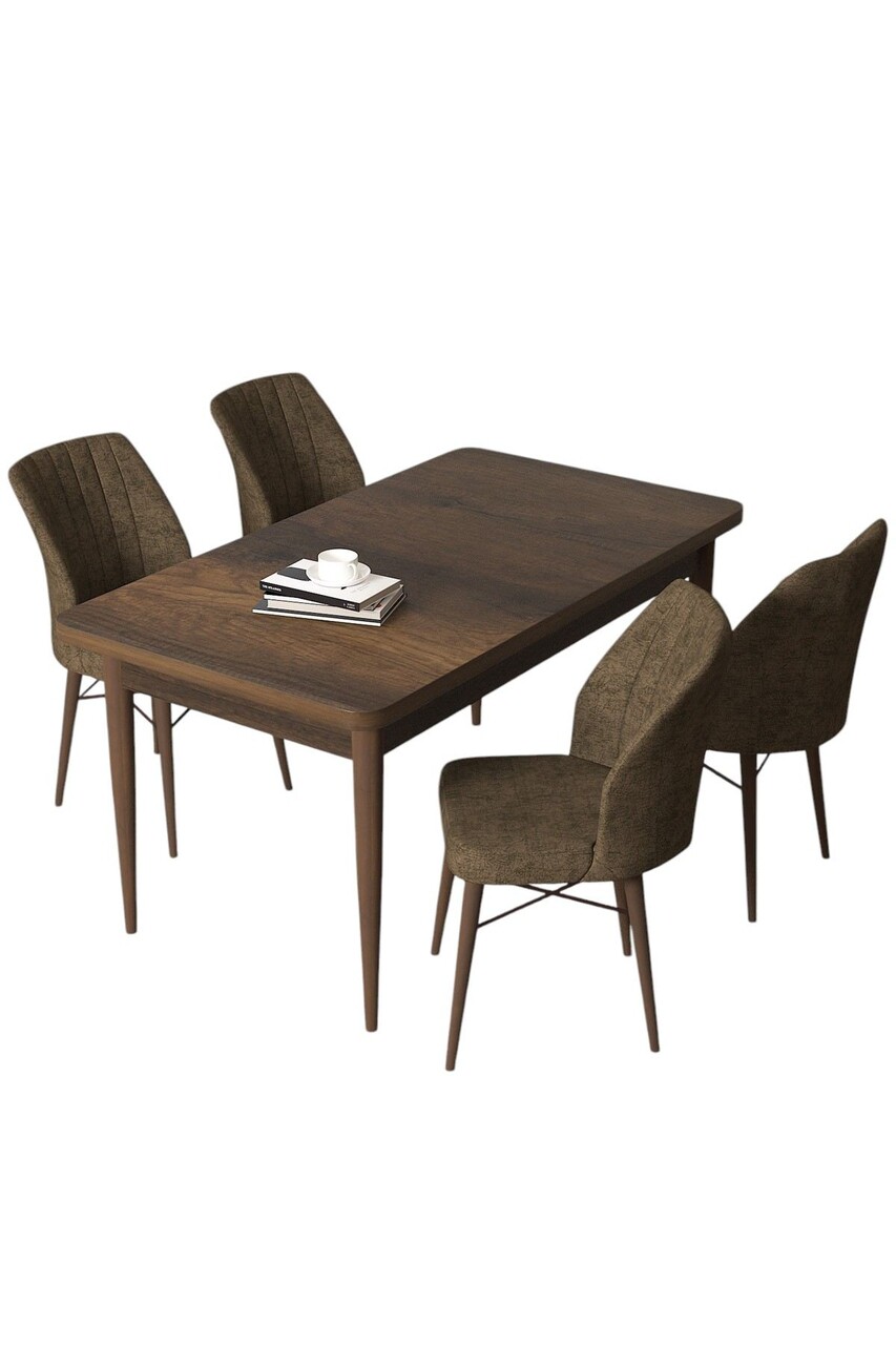 Set masă și scaune (5 bucăți), Hanah Home, Arp, Baroc / Maro - view 2