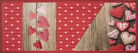 Covor pentru bucatarie, Olivo Tappeti, New Smile Modern, Hearts, 57 x 290 cm, nailon, multicolor