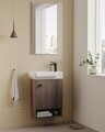 Set Dulap de Baie cu Chiuvetă și Oglindă (2 Piese), Hanah Home, Begonya 55, Maro