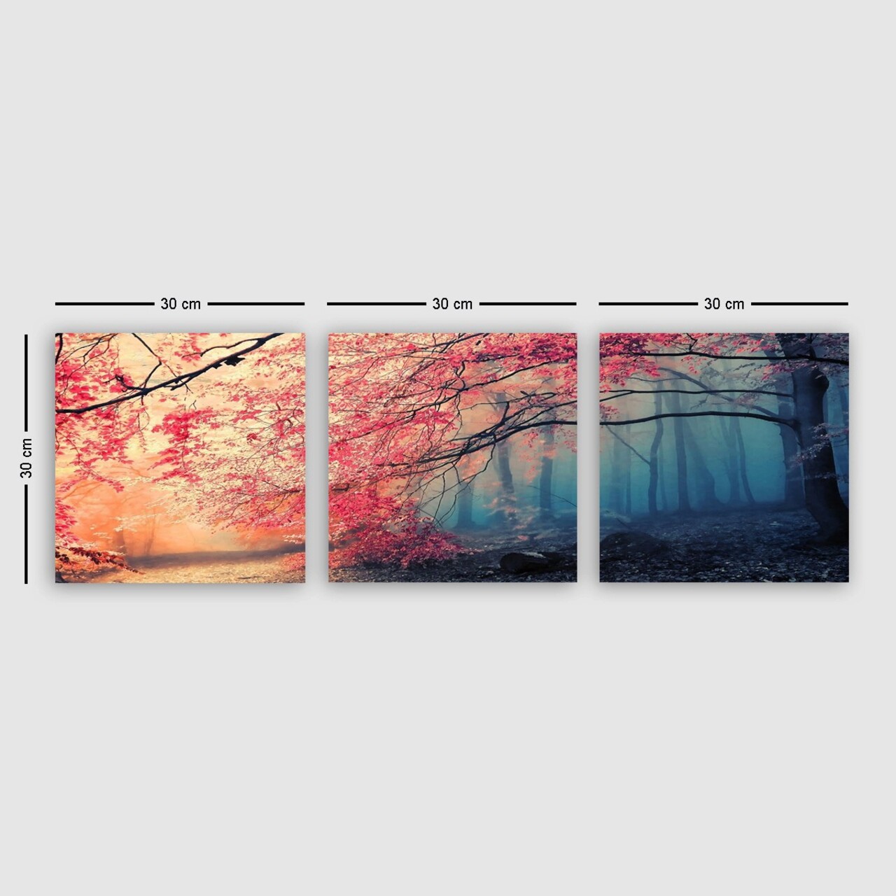 Set 3 tablouri decorative, Pdrmnz3840, Cadru: 100% LEMN (grosime: 3 cm), Multicolor - view 2