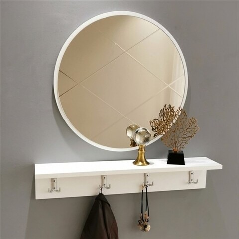 Set oglinda si cuier V102, Neostill, 60 cm/80 x 15 cm, alb