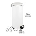 Cos de gunoi cu pedala Leman, Wenko, 30.5x37.5x64 cm, otel/polipropilena, alb/negru