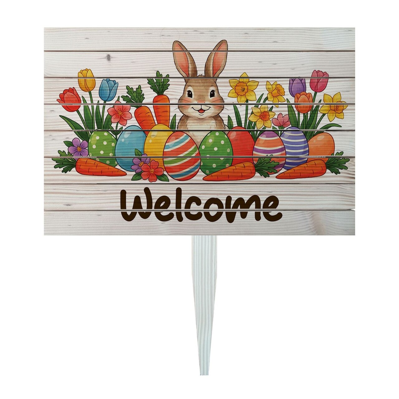 Semn de curte, Spring Garden Bunny, 58x38 cm, Multicolor - imagine 3
