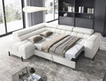 Coltar extensibil stanga 5 locuri ELTAP, LT-01ROY, Ferucce, 276x200x93 cm, lemn/poliester, alb