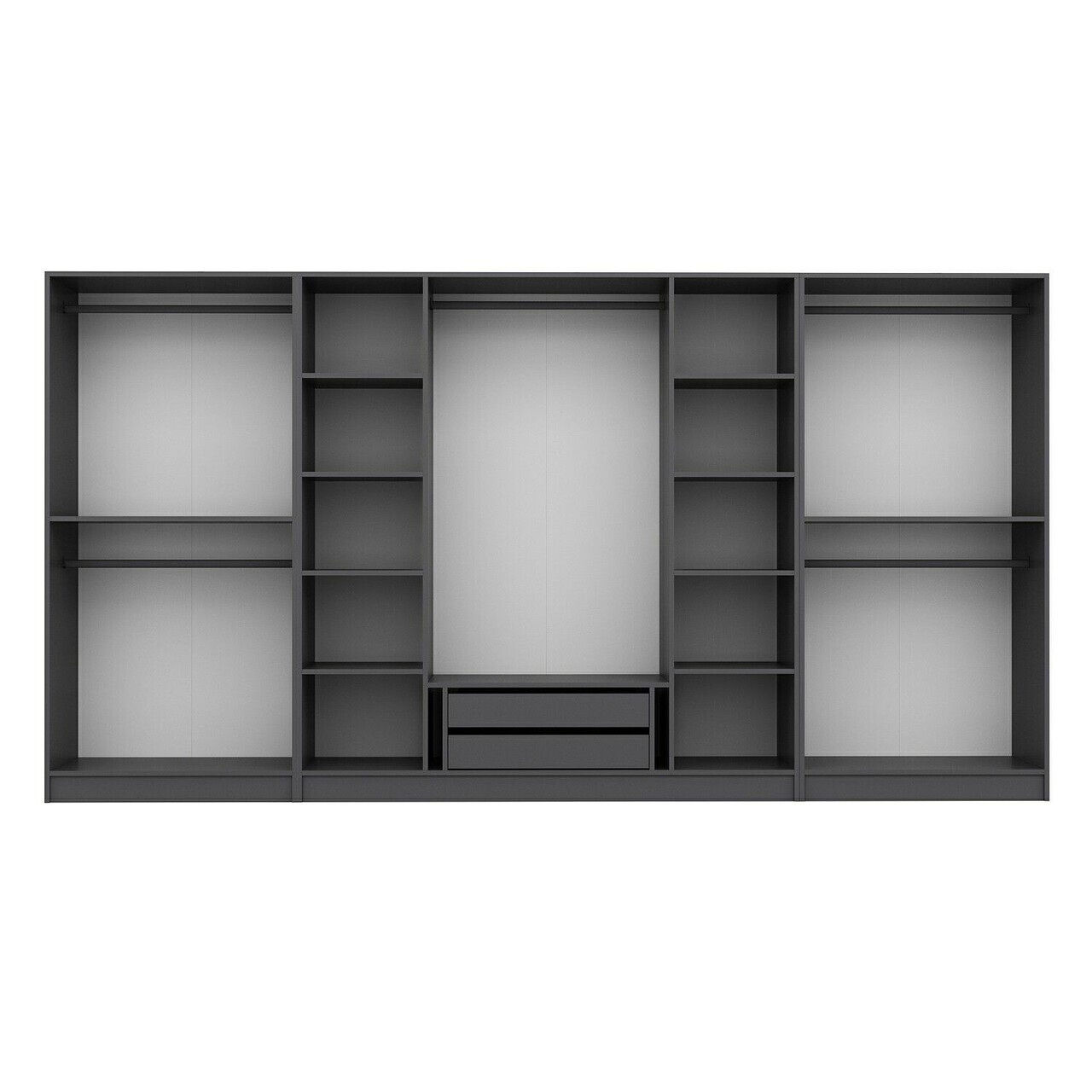 Dulap pentru haine, Hanah Home, Nisa, 360x210x52 cm, Antracit — imaginea 7
