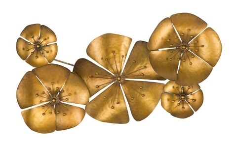 Decoratiune de perete Goldy Flower, Mauro Ferretti, 94x6x50 cm, fier Mauro Ferretti imagine noua 2022