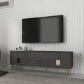 Comoda TV, Olivia, Retrolp4, Antracit / Aur