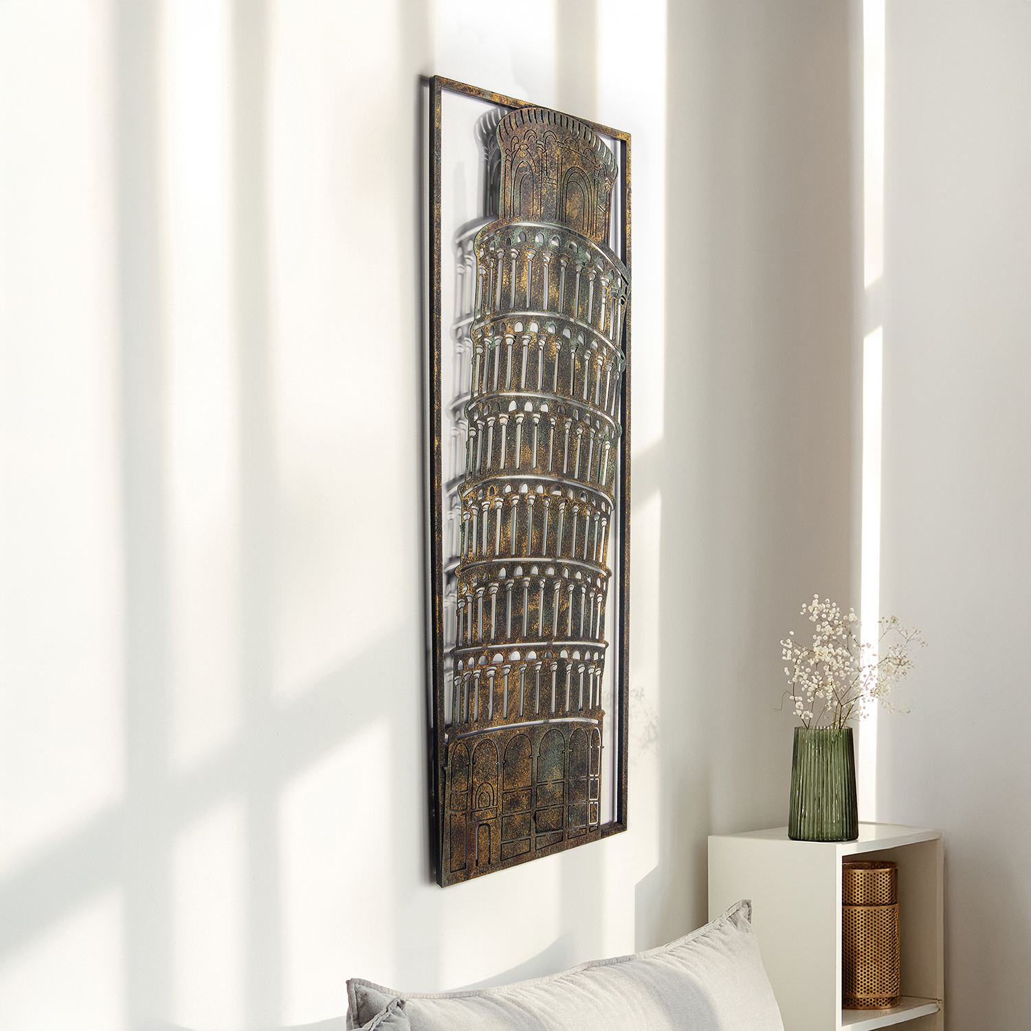 Decoratiune de perete, Pisa Tower, Metal, Grosime: Tablă metalică 1,2 mm, Vintage