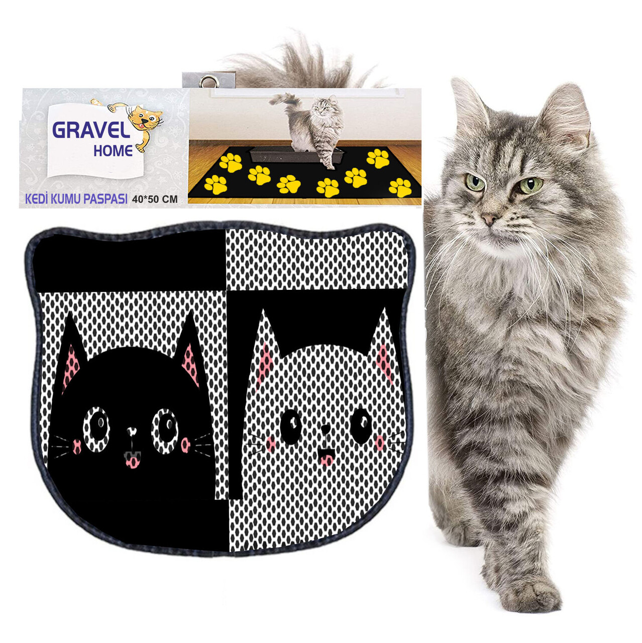Covoras litiera pentru colectarea granulelor de nisip, Paws &amp; Whiskers, Kdkafa0051, 50% PVC/50% poliester, Multicolor - view 2