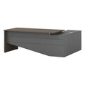Birou de colt Denith, Pakoworld, 220x180x75 cm, colt stanga, PAL melaminat, gri inchis/maro