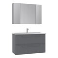 Set Dulap de Baie cu Chiuvetă și Oglindă (2 Piese), Hanah Home, Nuvola 100 v2, Gri