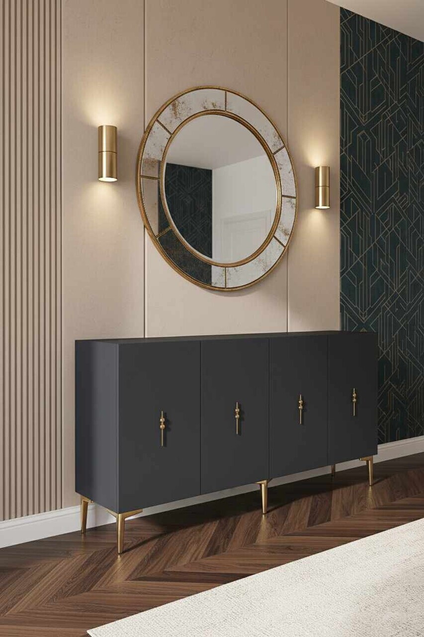 Consola, Hanah Home, Ayshe 150, 150x75x32 cm, Antracit / Aur