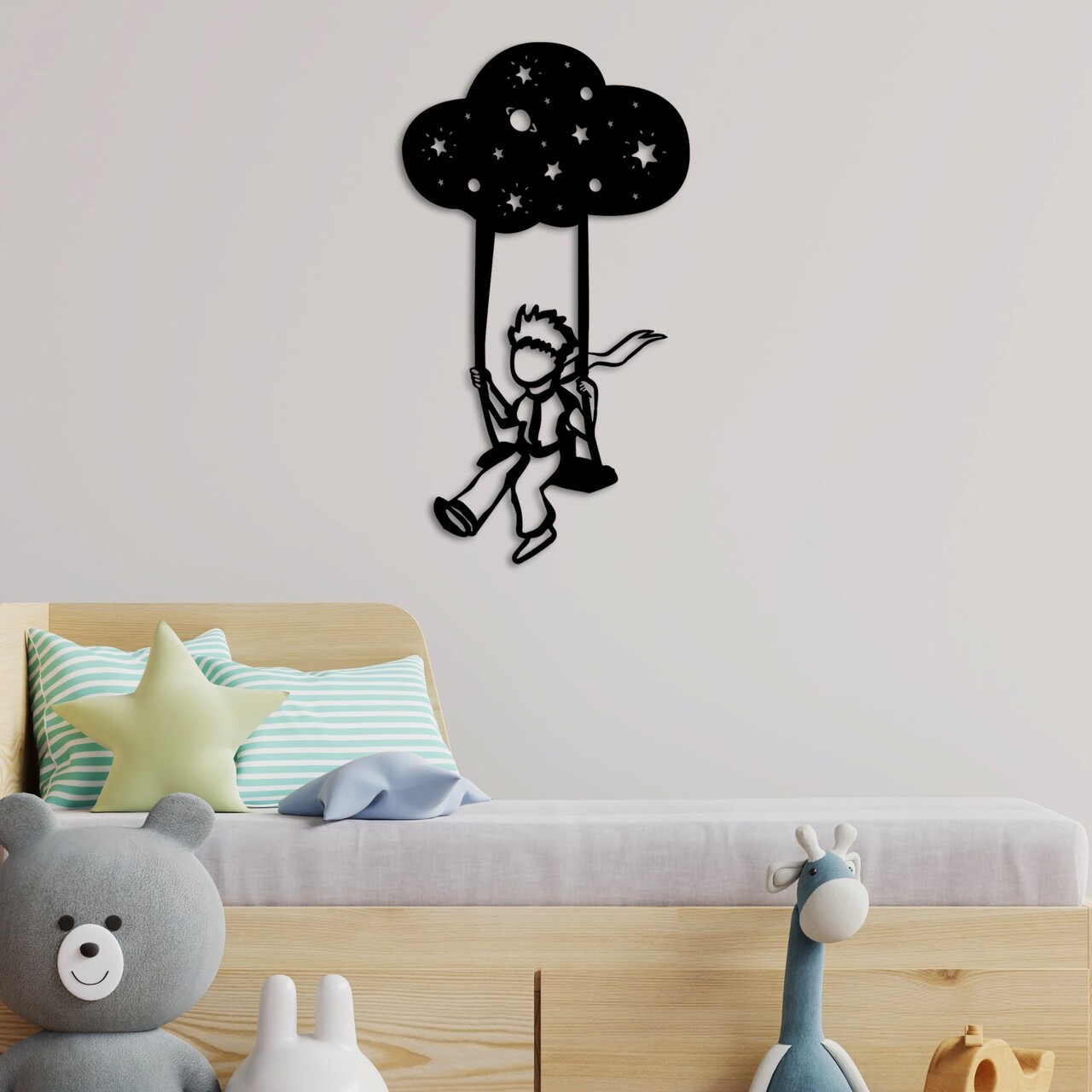 Decoratiune de perete, The Little Prince 6, Dimensiuni: 34 x 62 cm, Negru - view 3