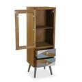 Vitrina cu 2 sertare si 1 usa Willo, Versa, 43 x 33 x 120 cm, lemn de pin/MDF, maro