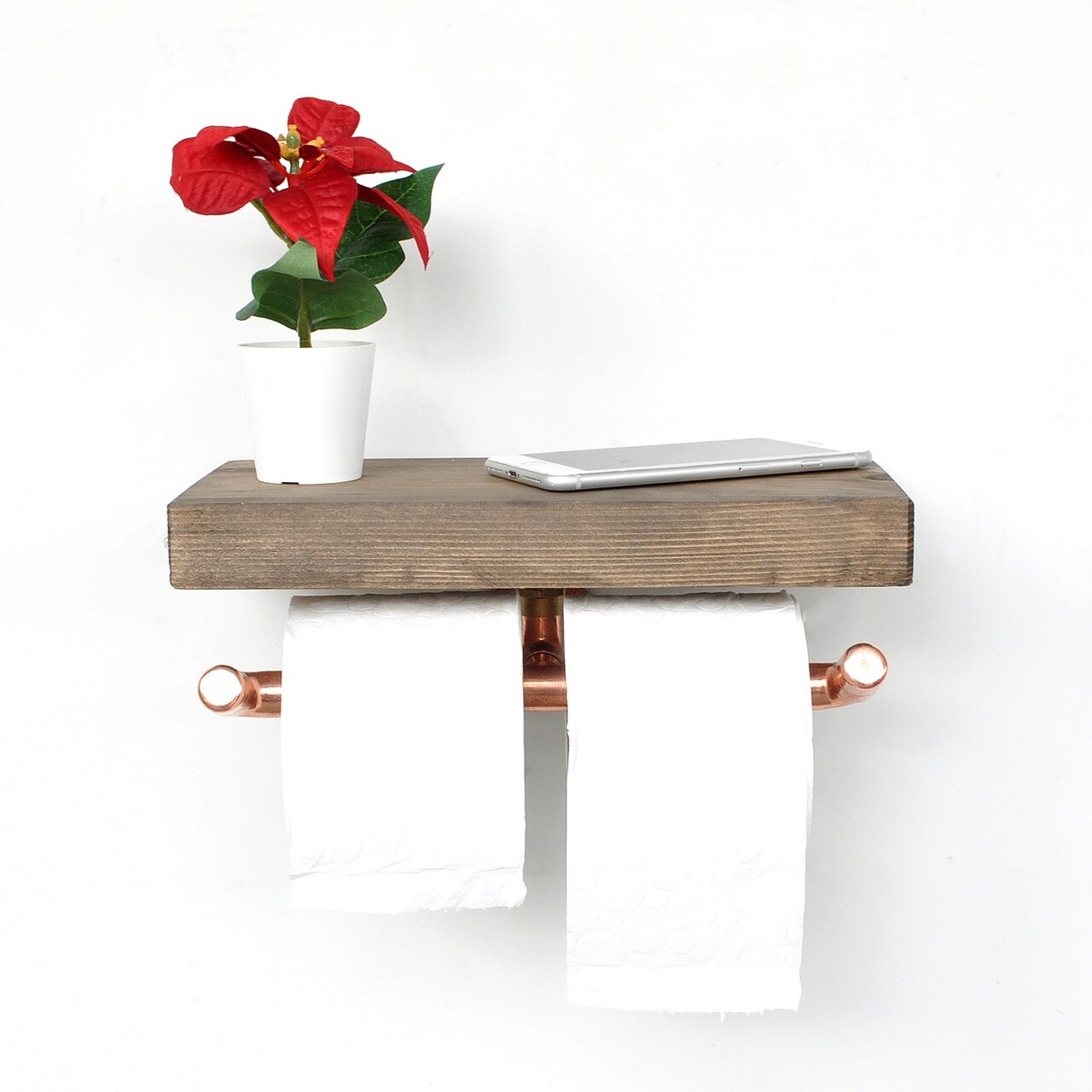 Raft de perete, Evila Originals, Cop018, 30x12x15 cm, Lemn, Aur roz / Nuc - 2 | YEO